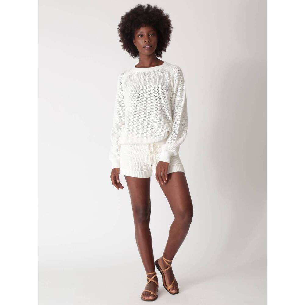 Electric & Rose Cream High-Waist Knit Lounge Shorts
